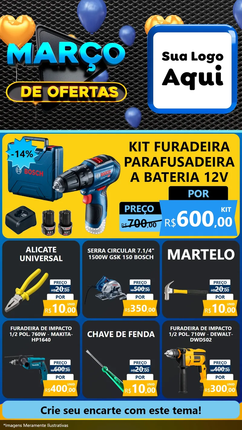 Modelo de Rede Social para Stories com o tema Março de Ofertas para Maquinas e Ferramentas