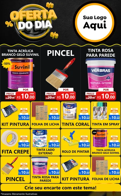 Modelo de Encarte para Encarte Grande com o tema Oferta Do Dia para Tintas e Ferramentas