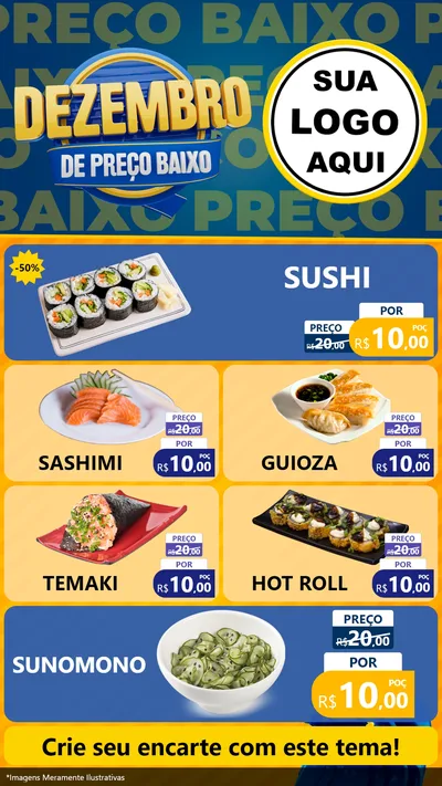 Modelo de TV para TV Vertical com o tema Dezembro de Preço Baixo para Comida japonesa