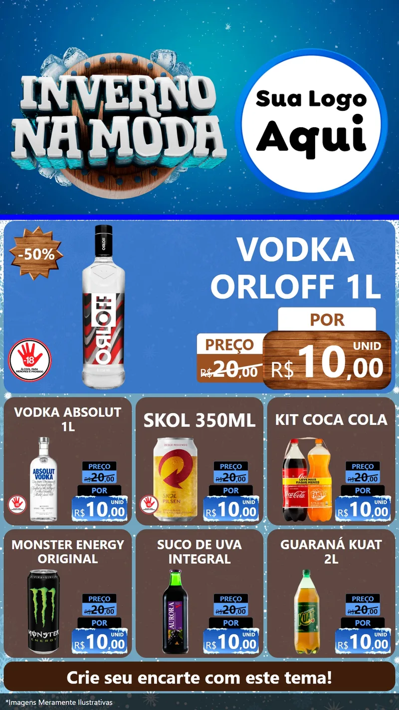 Modelo de Rede Social para Stories com o tema Inverno na Moda para Distribuidora de bebidas