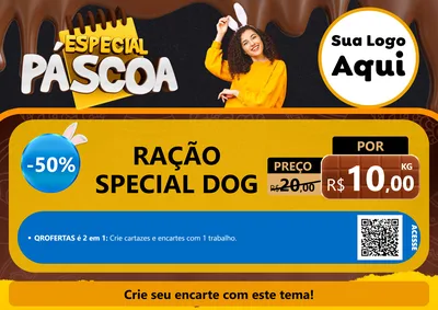 Modelo de Cartaz para Cartaz A4 Horizontal com o tema Especial Páscoa para Pet Shop