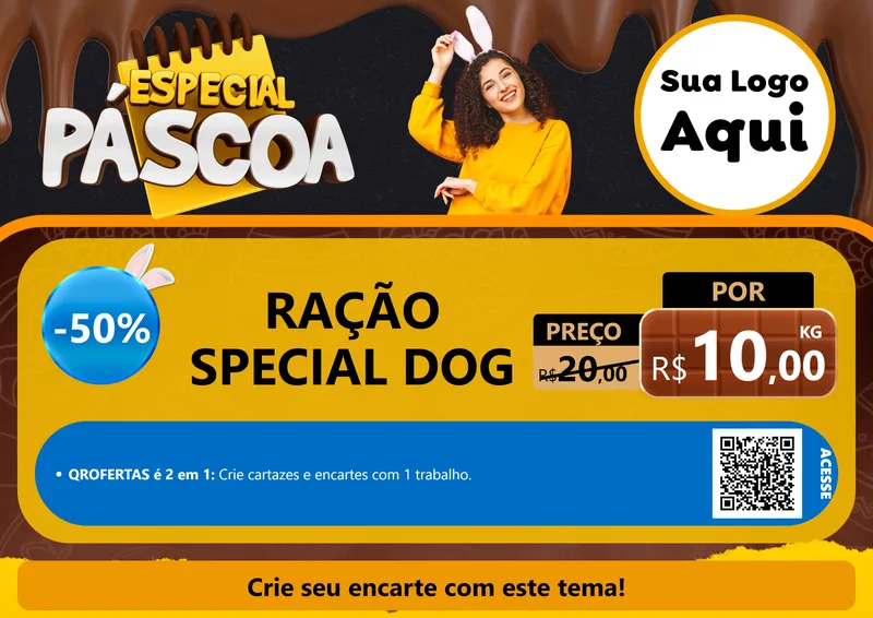 Modelo de Cartaz para Cartaz A4 Horizontal com o tema Especial Páscoa para Pet Shop