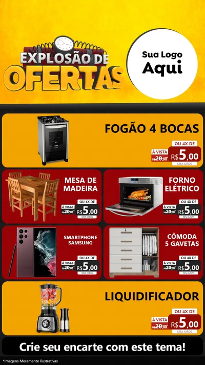Modelo de TV para TV Vertical com o tema Explosão de Ofertas para Móveis e Eletro