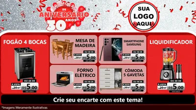 Modelo de TV para TV Horizontal com o tema Promoção de Aniversário - 30 Anos para Móveis e Eletro