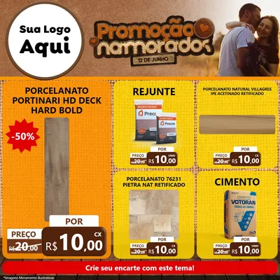 Modelo de Rede Social para Feed Facebook com o tema Promoção Namorados para Pisos e revestimentos