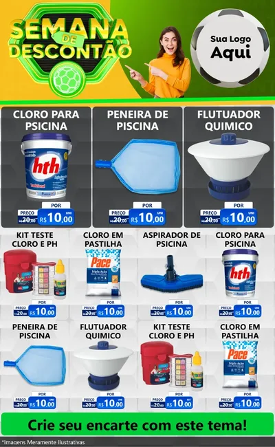 Modelo de Encarte para Encarte Grande com o tema Semana de Descontão - Copa para Produtos para Piscina