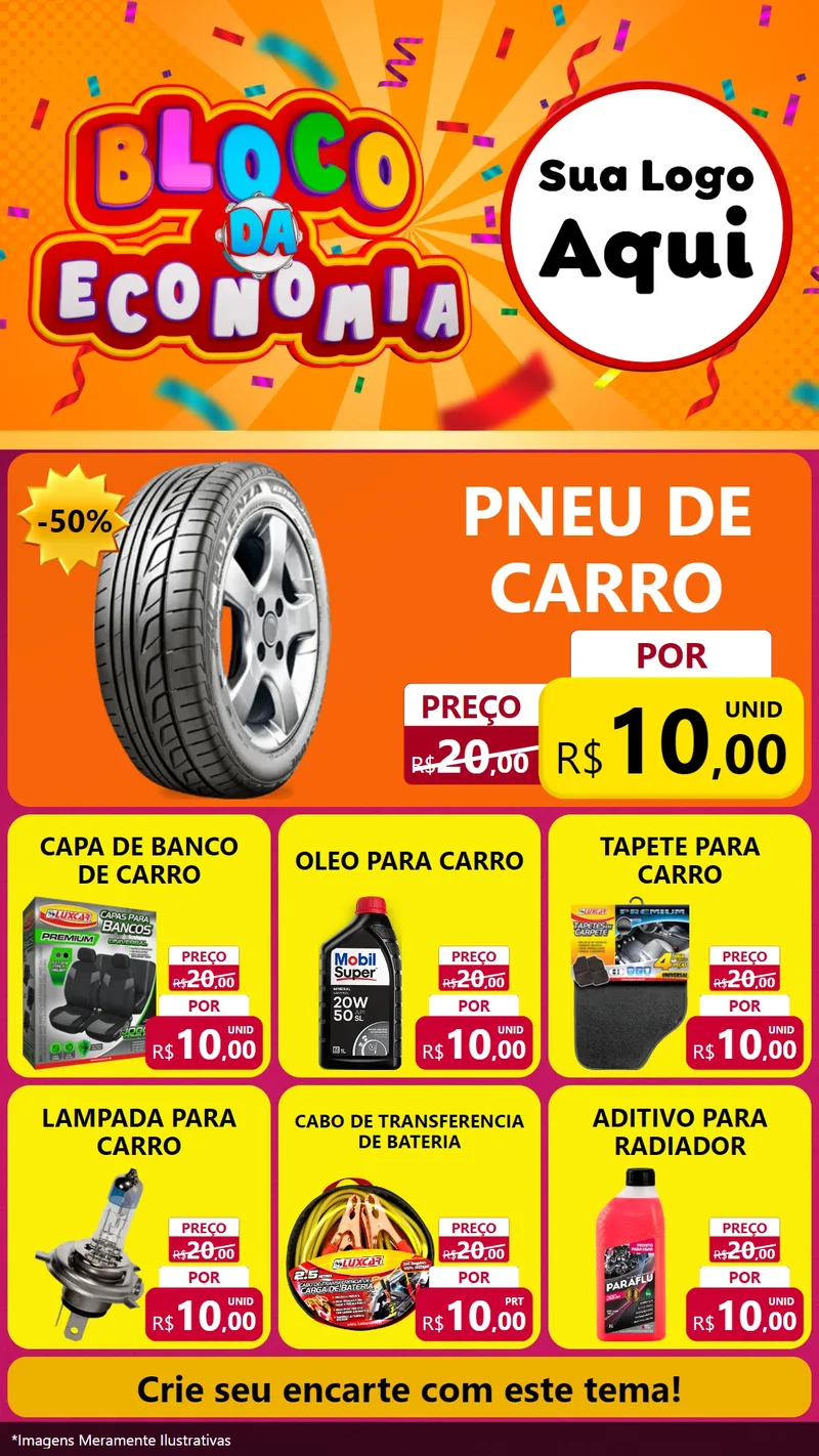 Modelo de Rede Social para Stories com o tema Bloco da Economia para Auto peças