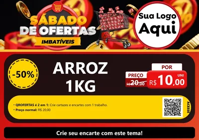Modelo de Cartaz para Cartaz A4 Horizontal com o tema Sábado de Ofertas Imbatíveis para Supermercado