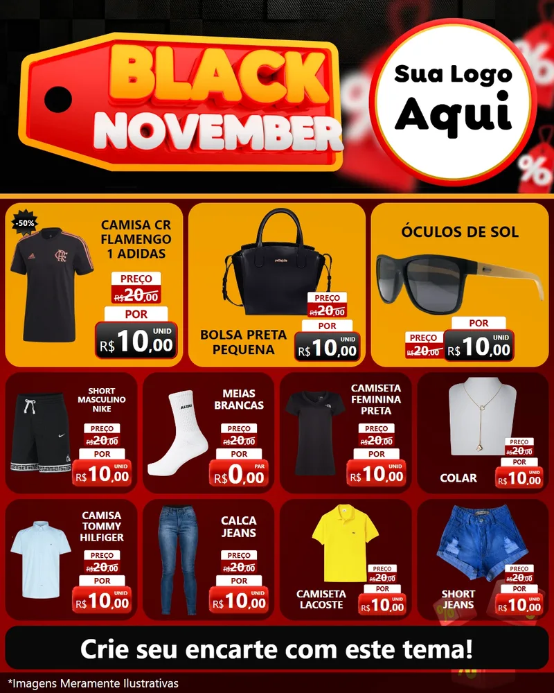Modelo de Rede Social para Feed Instagram com o tema Black November para Roupas e acessórios