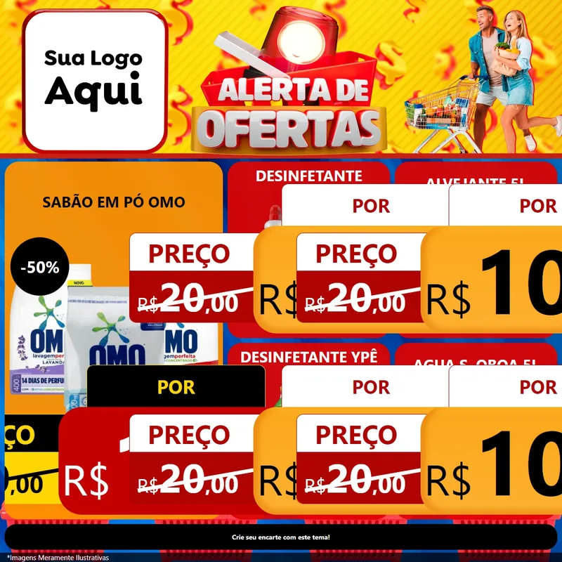 Modelo de Rede Social para Feed Facebook com o tema Alerta de Ofertas para Produtos de Limpeza