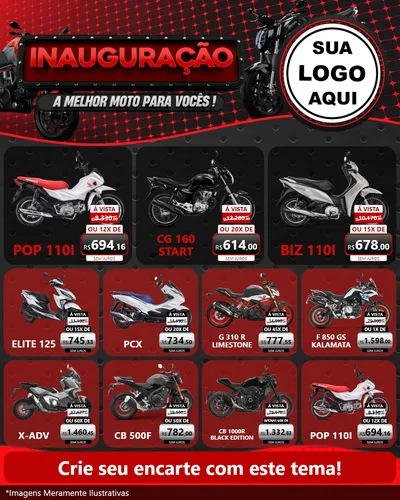 Modelo de Rede Social para Feed Instagram com o tema Inauguração - A Melhor Moto Para Vocês! para Concessionaria de Motos