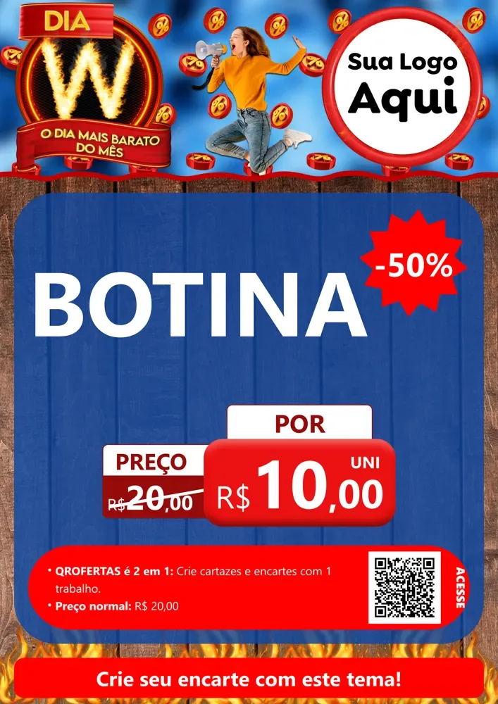 Modelo de Cartaz para Cartaz A4 Vertical com o tema Dia W - O Dia Mais Barato Do Mês para Agropecuária