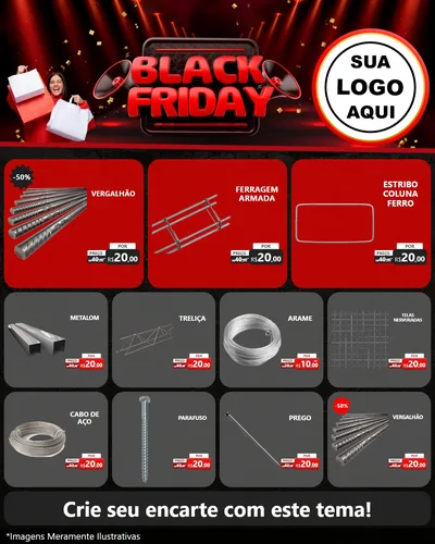 Modelo de Rede Social para Feed Instagram com o tema Black Friday para Ferragens