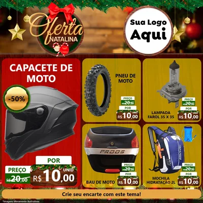 Modelo de Rede Social para Feed Facebook com o tema Ofertas Natalina para Moto peças