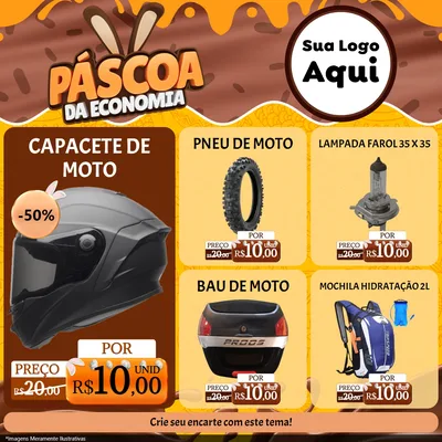 Modelo de Rede Social para Feed Facebook com o tema Páscoa da Economia para Moto peças