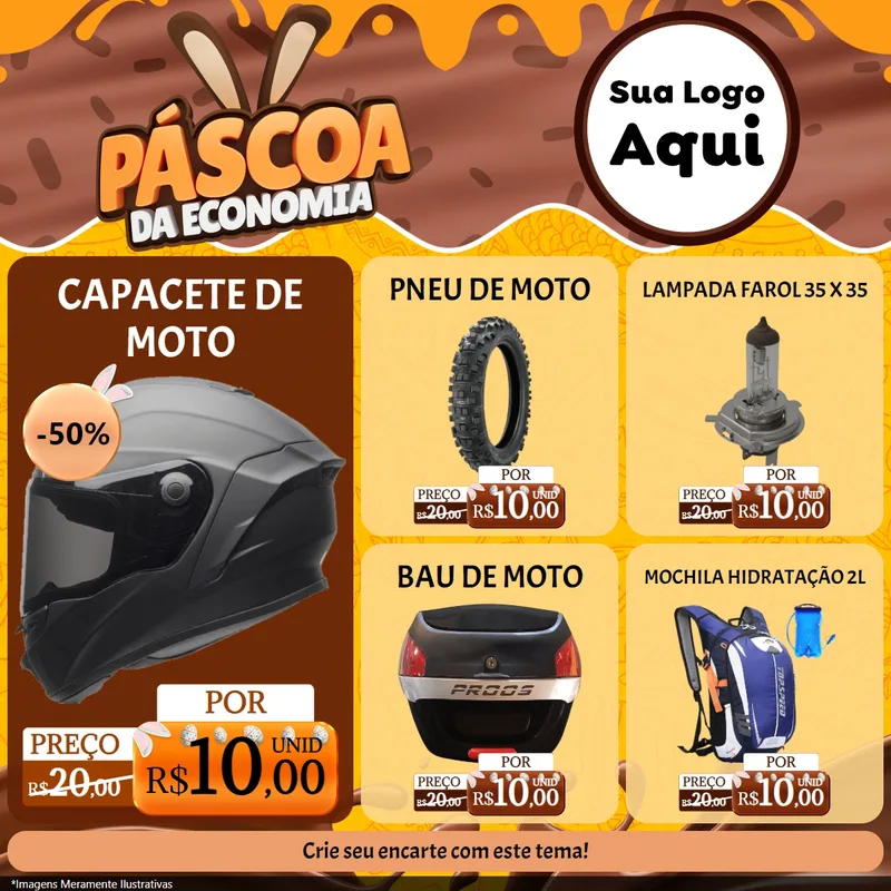 Modelo de Rede Social para Feed Facebook com o tema Páscoa da Economia para Moto peças