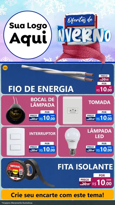 Modelo de TV para TV Vertical com o tema Ofertas de Inverno para Materiais Elétricos