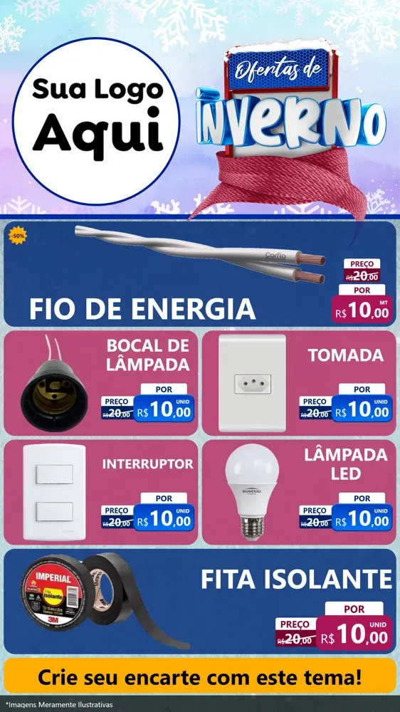 Modelo de TV para TV Vertical com o tema Ofertas de Inverno para Materiais Elétricos