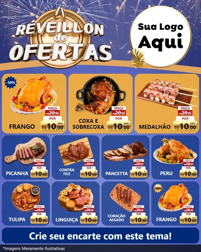 Modelo de Rede Social para Feed Instagram com o tema Réveillon de Ofertas para Assados
