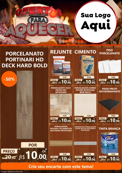 Modelo de Encarte para Encarte A4 Vertical com o tema Ofertas Para Aquecer para Pisos e revestimentos