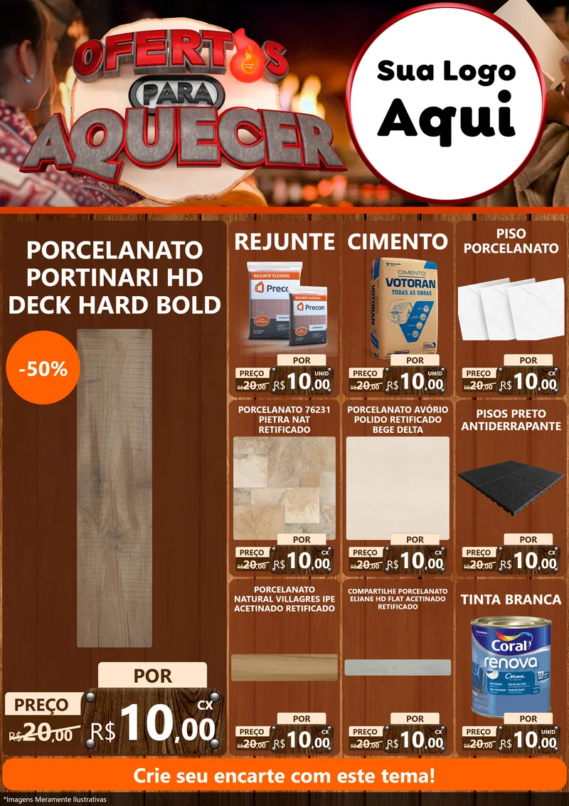 Modelo de Encarte para Encarte A4 Vertical com o tema Ofertas Para Aquecer para Pisos e revestimentos