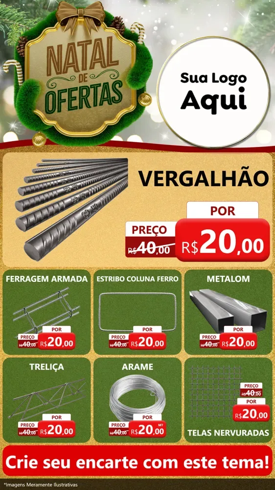Modelo de Rede Social para Stories com o tema Ofertas de Natal para Ferragens