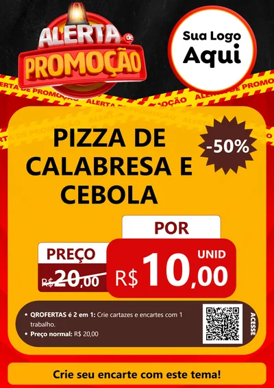 Modelo de Cartaz para Cartaz A4 Vertical com o tema Alerta de Promoção para Pizzaria