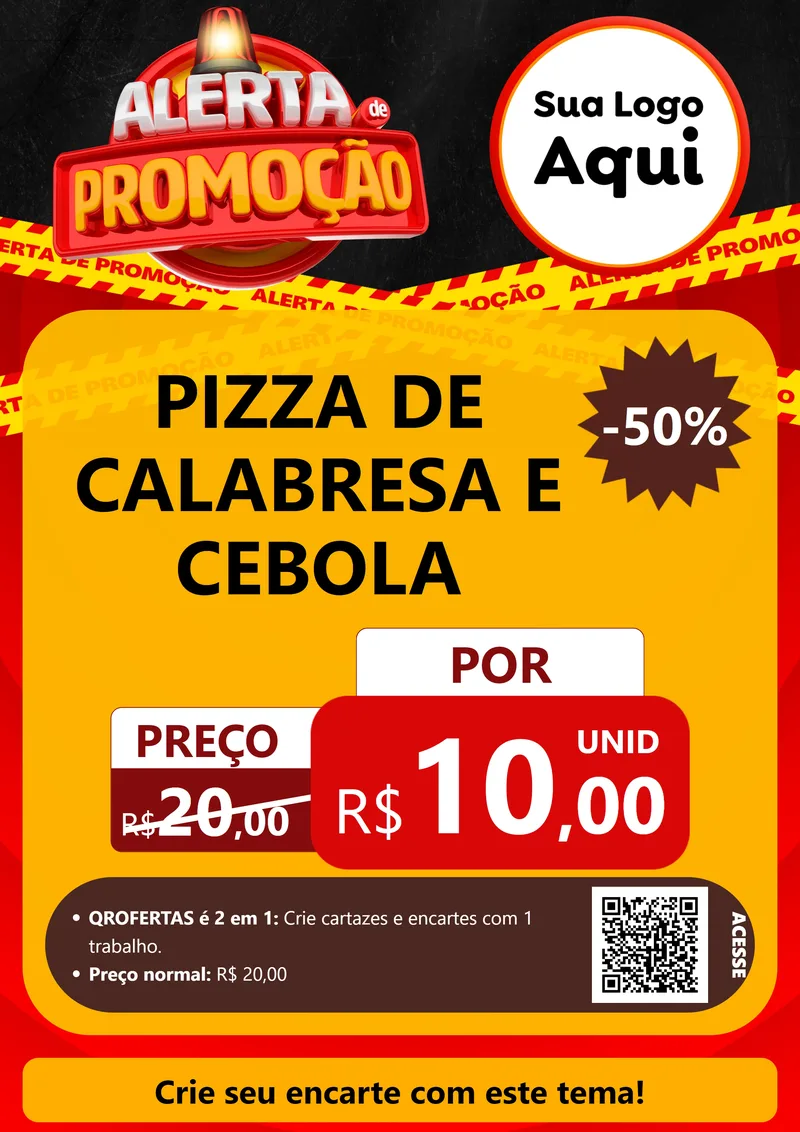 Modelo de Cartaz para Cartaz A4 Vertical com o tema Alerta de Promoção para Pizzaria