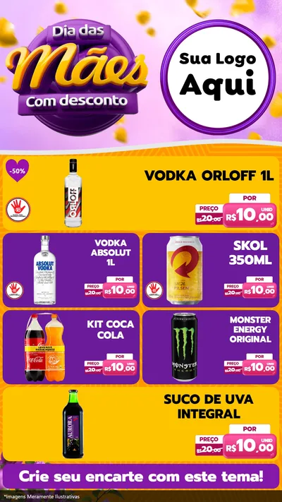 Modelo de TV para TV Vertical com o tema Dia das Mães com Desconto para Distribuidora de bebidas