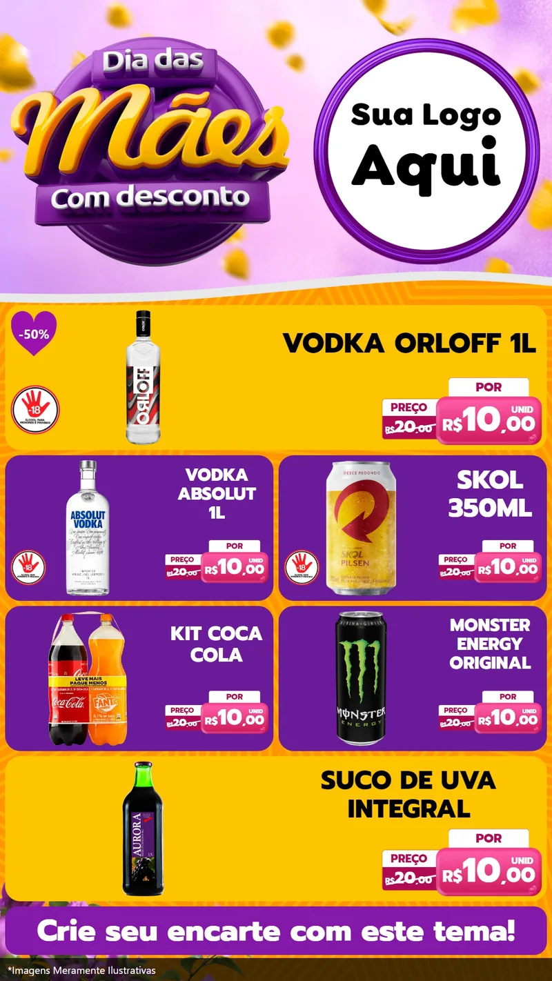 Modelo de TV para TV Vertical com o tema Dia das Mães com Desconto para Distribuidora de bebidas