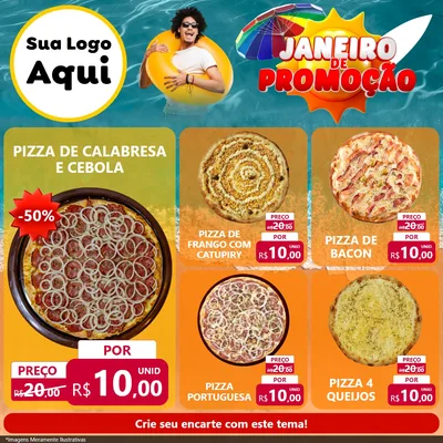 Modelo de Rede Social para Feed Facebook com o tema Janeiro de Promoção para Pizzaria