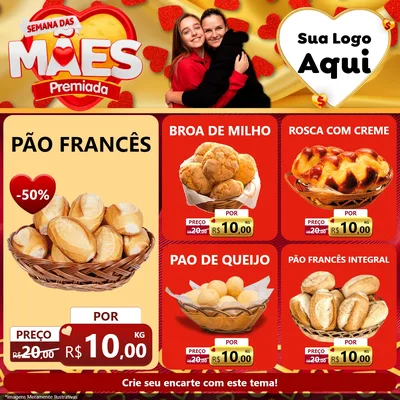 Modelo de Rede Social para Feed Facebook com o tema Semana das Mães Premiada para Padaria