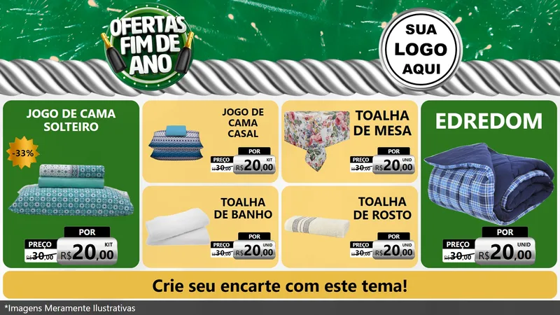 Modelo de TV para TV Horizontal com o tema Ofertas Fim de Ano para Cama, Mesa e Banho