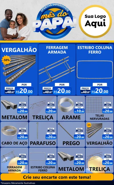 Modelo de Encarte para Encarte Grande com o tema Ofertas Imperdíveis Mês Do Papai para Ferragens