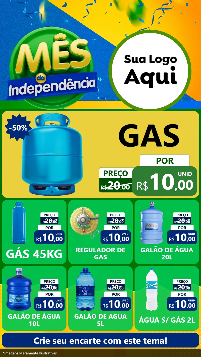 Modelo de Rede Social para Stories com o tema Mês da Independência para Água e gás