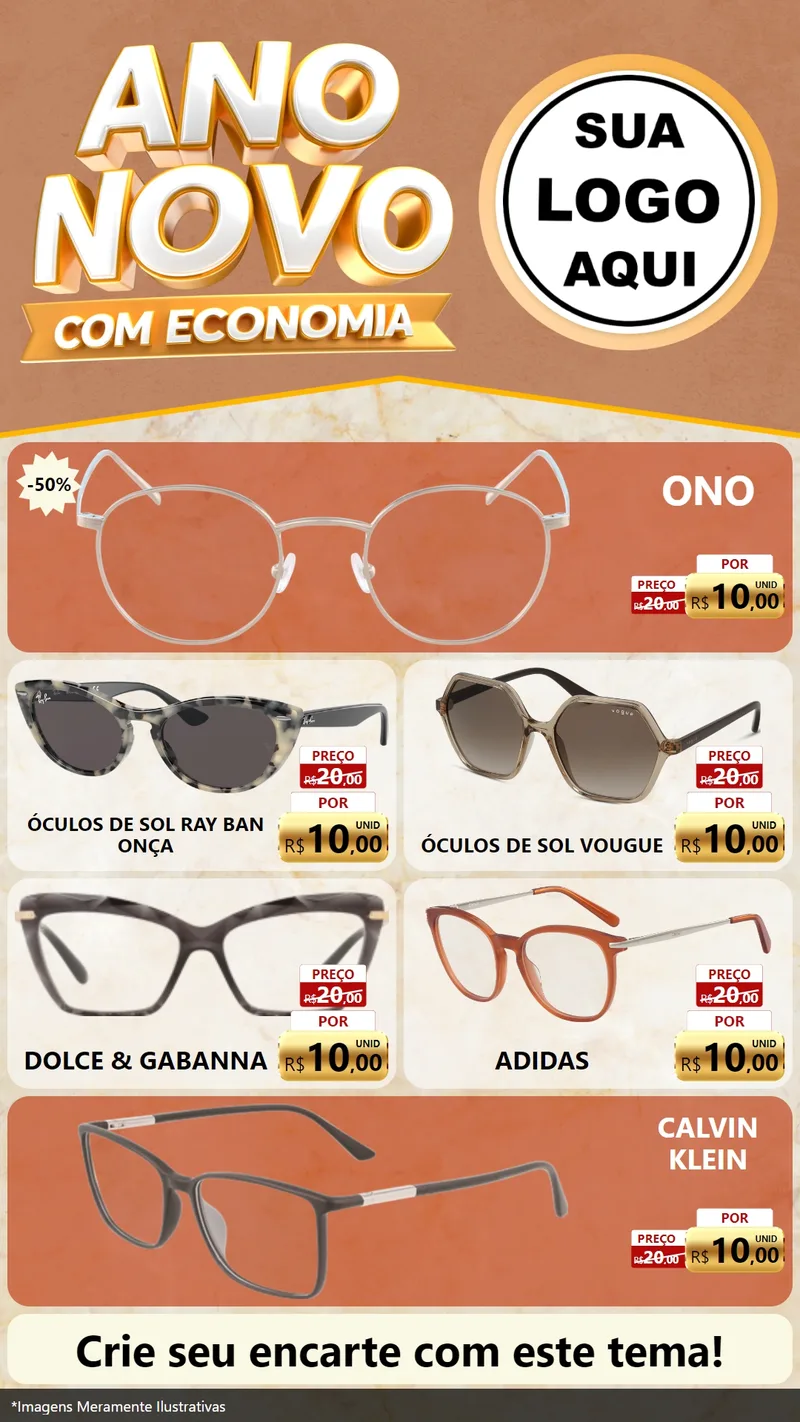 Modelo de TV para TV Vertical com o tema Ano Novo Com Economia para Óticas