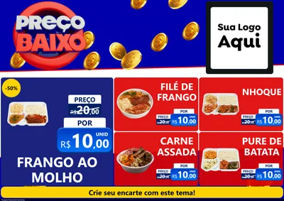 Modelo de Encarte para Encarte A4 Horizontal com o tema Preço Baixo para Restaurante
