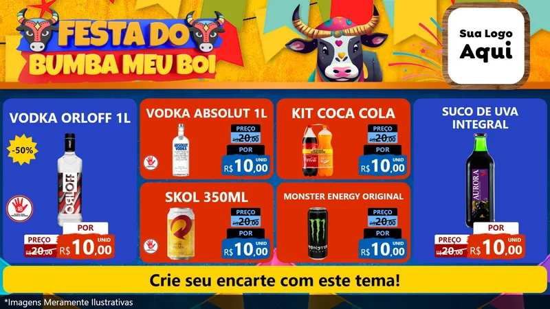 Modelo de TV para TV Horizontal com o tema Festa do Bumba Meu Boi para Distribuidora de bebidas