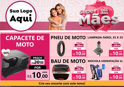 Modelo de Encarte para Encarte A4 Horizontal com o tema Super Dia Das Mães para Moto peças
