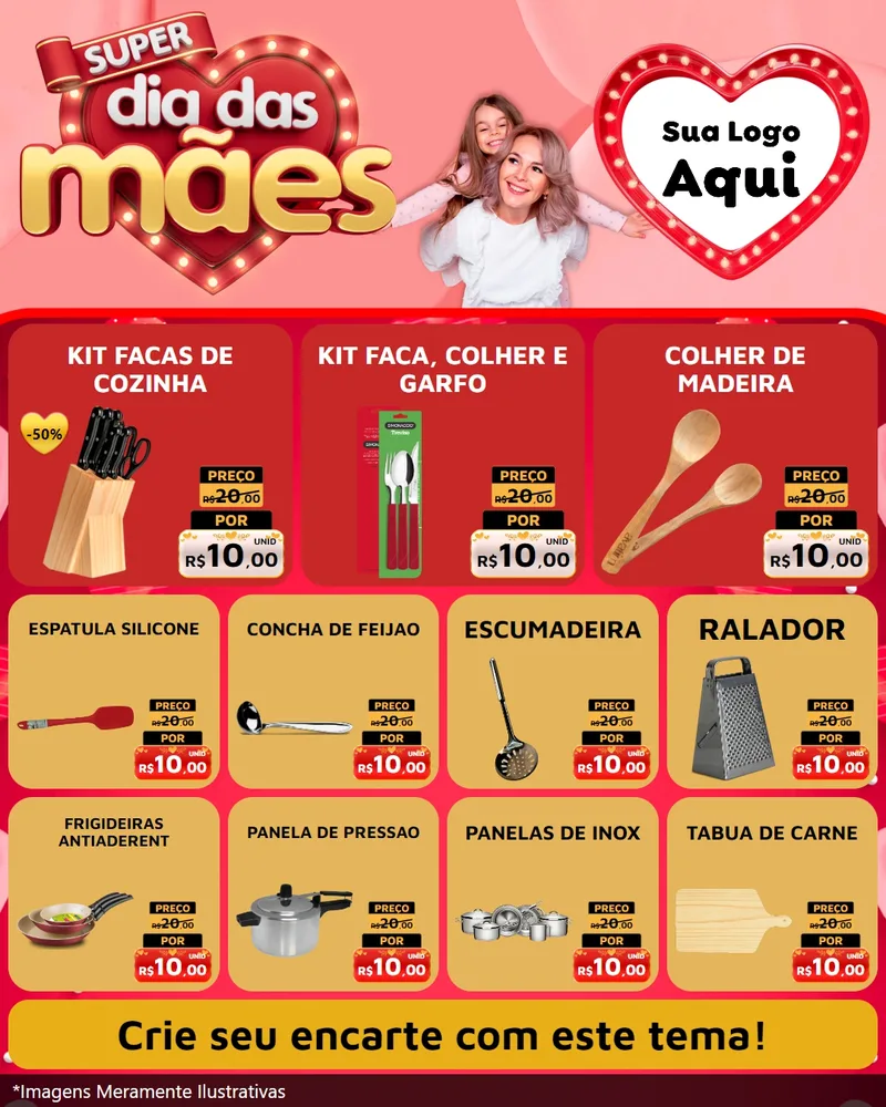 Modelo de Rede Social para Feed Instagram com o tema Super Dia Das Mães para Utilidades Domésticas