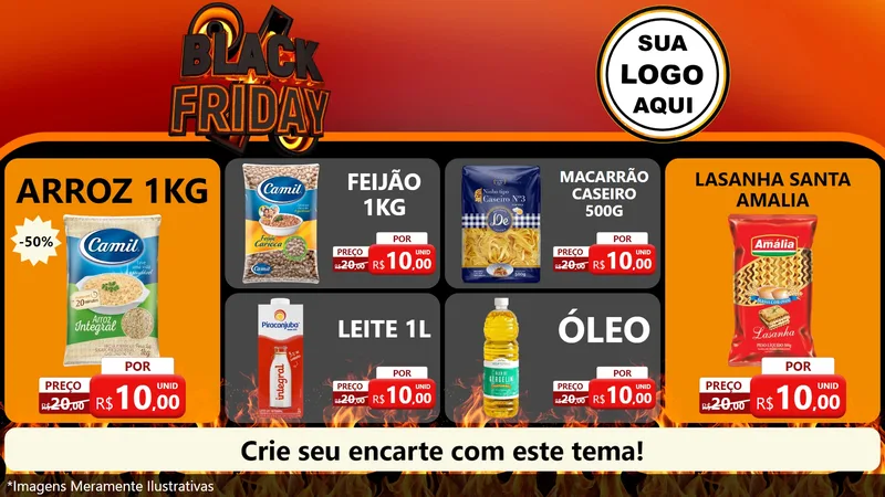 Modelo de TV para TV Horizontal com o tema Black Friday para Supermercado