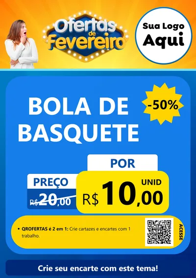Modelo de Cartaz para Cartaz A4 Vertical com o tema Ofertas de Fevereiro para Artigos Esportivos