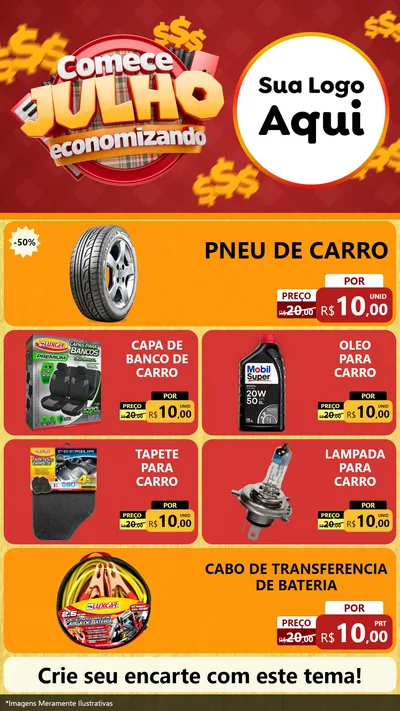 Modelo de TV para TV Vertical com o tema Comece Julho Economizando para Auto peças