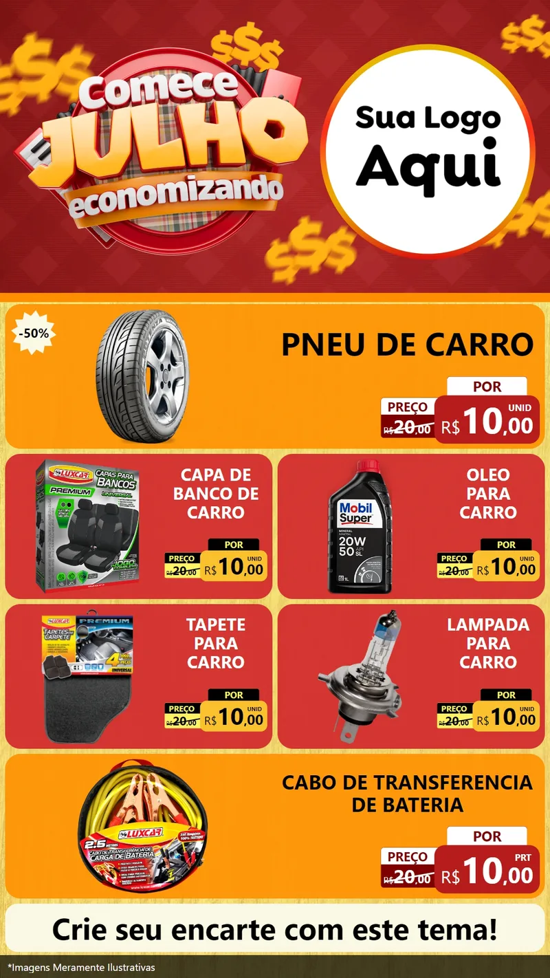 Modelo de TV para TV Vertical com o tema Comece Julho Economizando para Auto peças