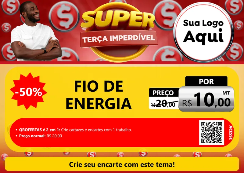 Modelo de Cartaz para Cartaz A4 Horizontal com o tema Super Terça Imperdível para Materiais Elétricos