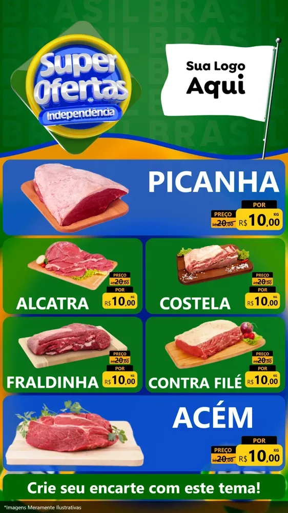 Modelo de TV para TV Vertical com o tema Super Ofertas de Independência para Açougue
