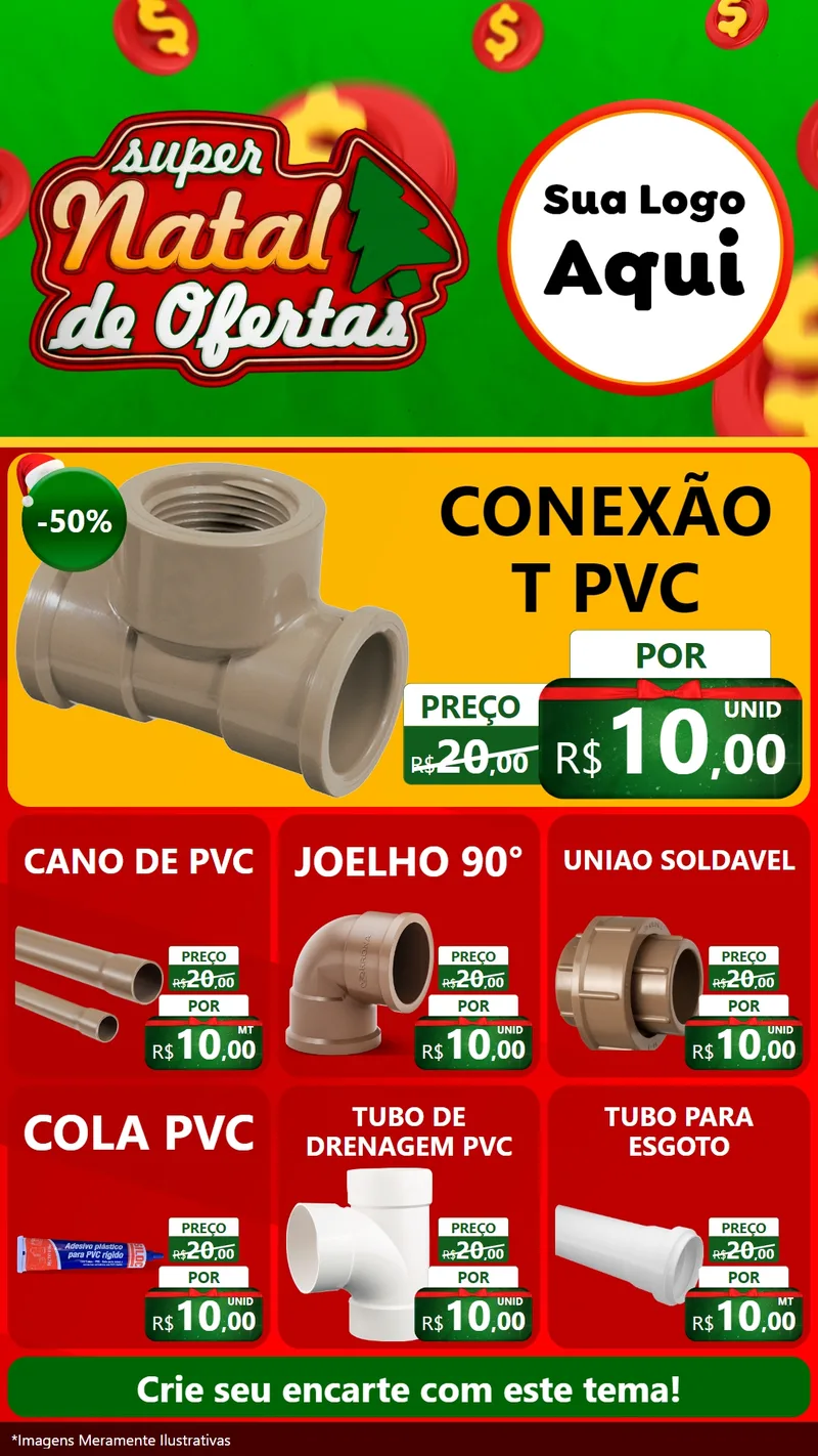 Modelo de Rede Social para Stories com o tema Super Natal de Ofertas para Tubos e conexões
