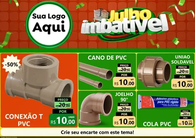 Modelo de Encarte para Encarte A4 Horizontal com o tema Julho Imbatível para Tubos e conexões