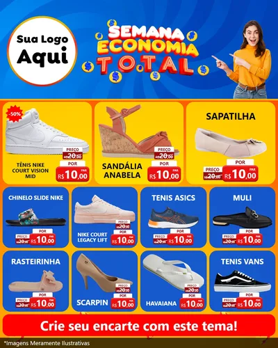 Modelo de Rede Social para Feed Instagram com o tema Semana Economia Total para Calçados