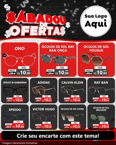 Modelo de Rede Social para Feed Instagram com o tema Sabadou de Ofertas para Óticas